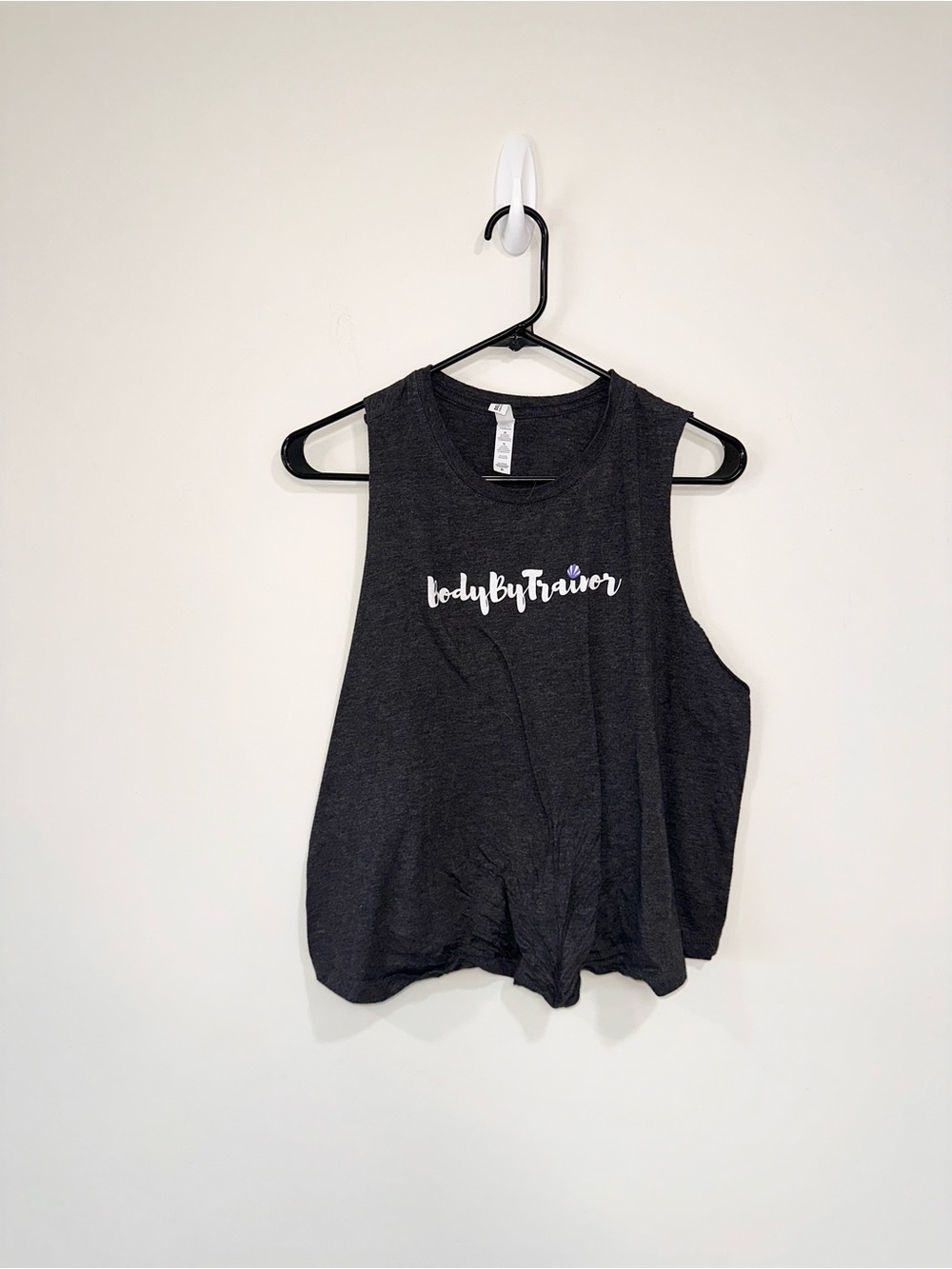 BodyByTrainor Dark Heathered Grey Cropped Muscle Tank Top